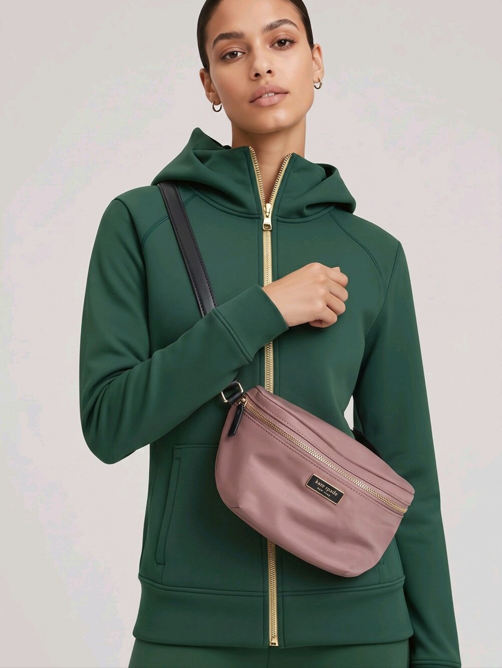 kate spade Dusty Mauve Mini Belt Bag with Black Strap - Picture 2 of 12
